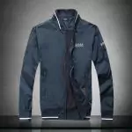 hommes hugo boss blouson broderie boss bleu marin